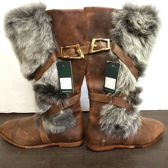 EMU Australia Bauxite Hi Brown Leather and Fur Boots - Size 7 - NWT - Picture 1 of 6